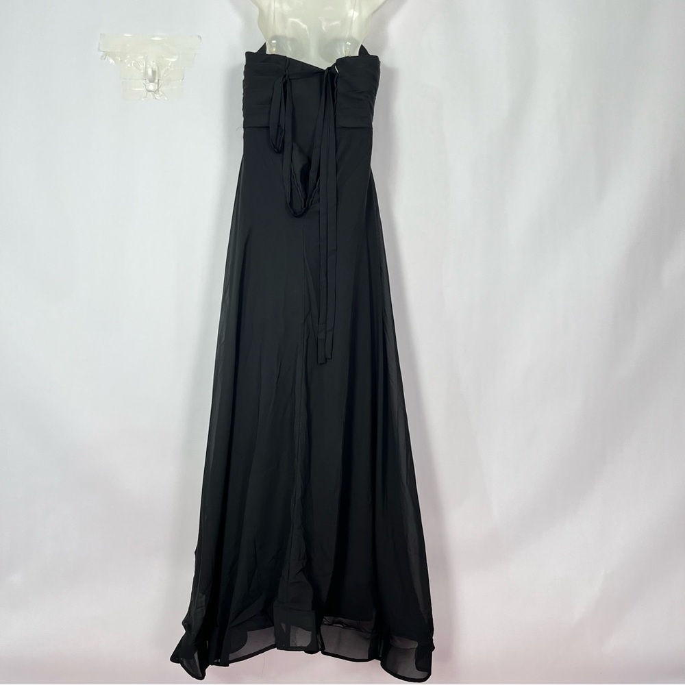 Black Ruffle Asymmetrical Hem Strapless Dress Sz See Measurements - Picture 3 of 5